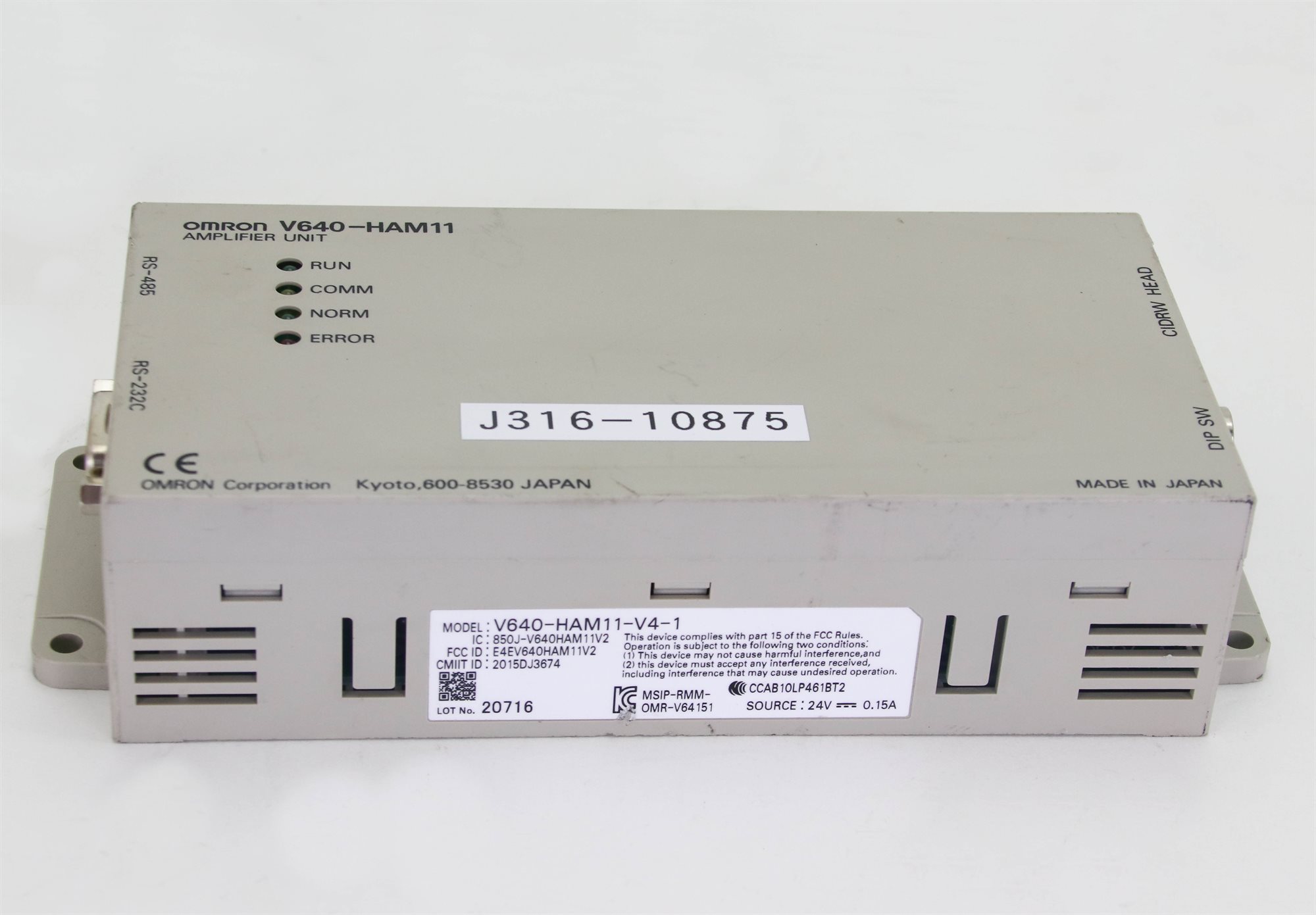 10875 OMRON AMPLIFIER UNIT, V640-HAM11 (PARTS) V640-HAM11-V4-1